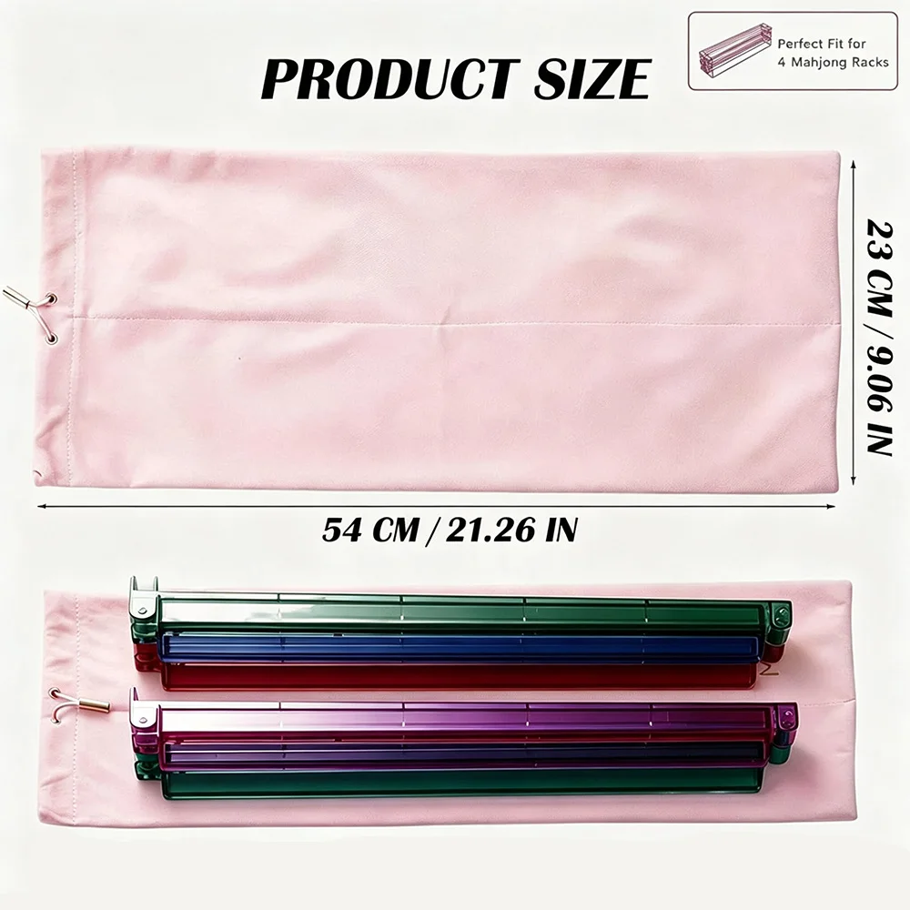 Pink Velvet Mahjong Rack Storage Bag Drawstring Case Set of 2 Fits 4 Racks Gift for Mahjong Lover Portable