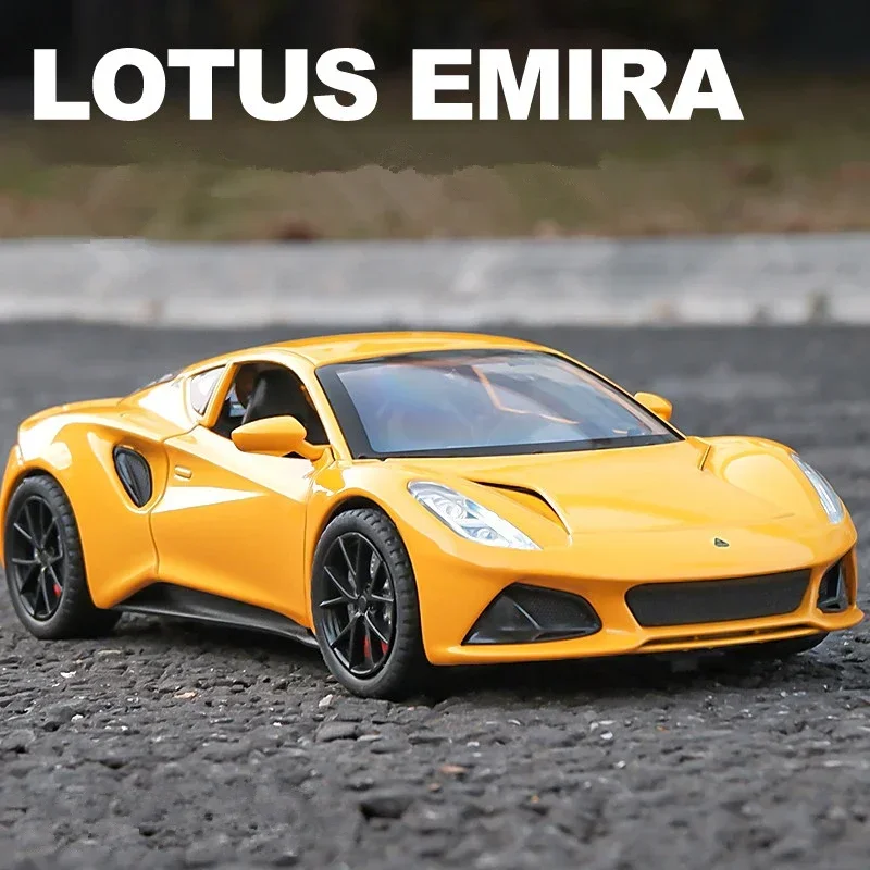 1:24 Lotus Emira Evija Alloy Sports Car Model Diecasts Metal Racing Car Vehicles Model Simulation Sound Light Collection KidsToy