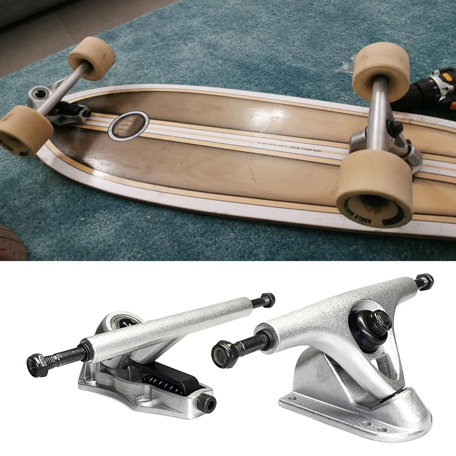 

1 Pair Skateboard Trucks - 6 inch with Mounting Hardware Bridge Nails and Connector Spacers for Mountain Skate Board Longboard