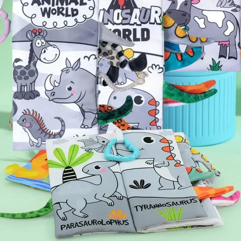 4 قطعة مجموعة الطفل الحيوان القماش كتب الاطفال اللعب 0-36 متر الذيل كتاب التعلم الوالدين والطفل التفاعلية قابل للغسل ورقة لغز الملحقات #4