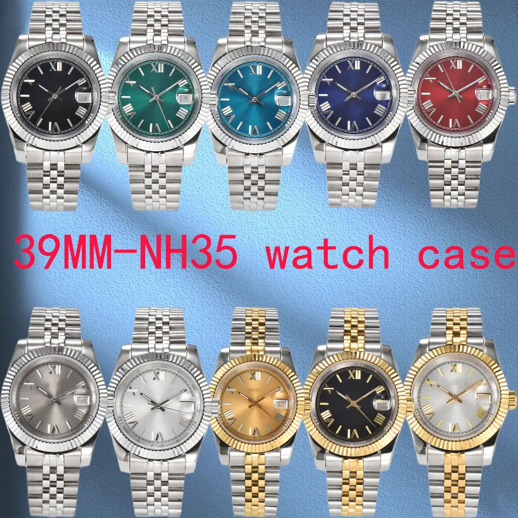Caixa de relógio nh35 36mm/39mm 904l aço inoxidável para datejust oyster nh35 nh38 nh36 movimento vidro safira 28.5mm peça de mostrador