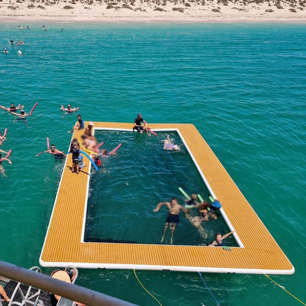 Drop Stitch  New Inflatable Swimming Pool Yacht Pool  Ocean Floating Pool with Net