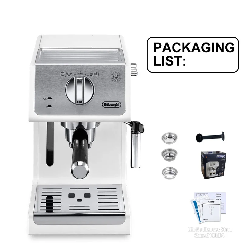 Delonghi Italian Espresso Machine Milk Frother Kitchen Appliance 220V Electric Foam Cappuccino Latte Mocha 15Bar Coffee Maker