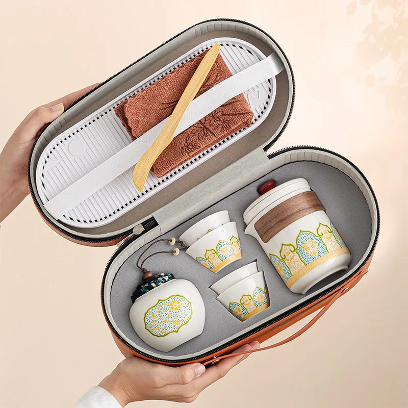 

Portable travel tea set wholesale outdoor kung fu tea set quick guest cup festival Chinese business gift logo