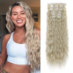 Extensiones de cabello rizado sintético para mujer, postizo grueso de 24 