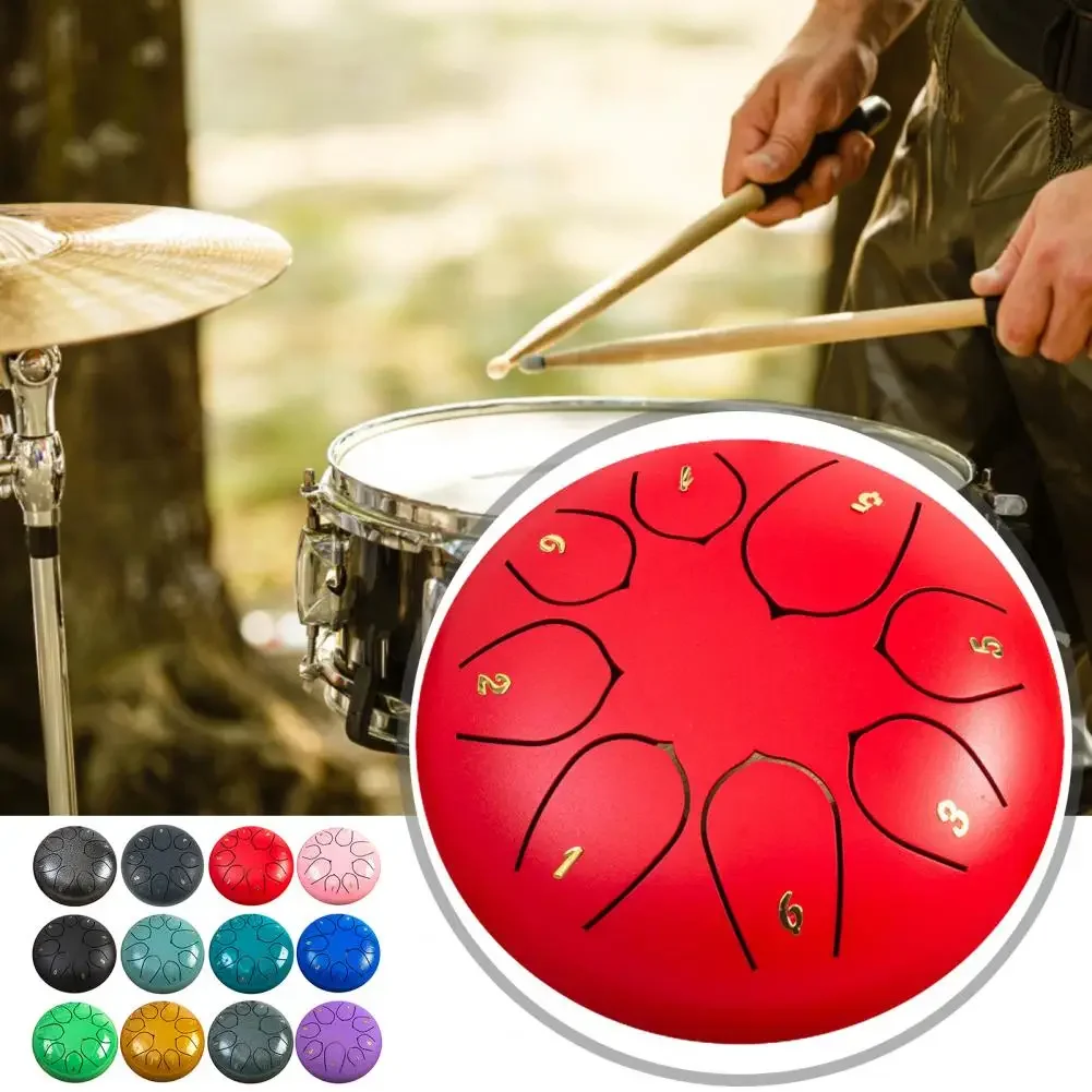 Mini Rain Drum for Water, Alloy Steel Tongue Drum, Hand Pan C Key Hand Drums, Portable Pressuion Instrument Accessories, 6