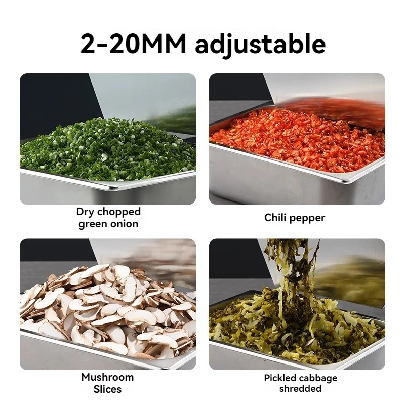 Small Tabletop Chopped Green Onion Machine Commercially Used Chili Rings Shredded Slices Vegetable Cutter Adjustable Thickness