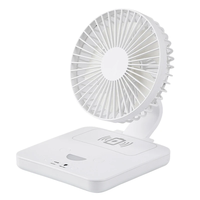 

NEW-Mobile Phone Wireless Charging Desktop Fan USB Charging Mini Fan Desk Fan Home Office Electric 3-Speed Adjustment