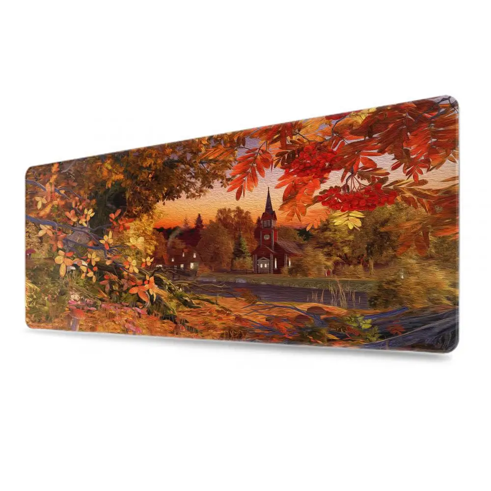 Large Mouse Pad Nature Painting Desk Mouse Pad Cute HD Desk Pad Extended Gaming Keyboard Mats Large XXL Gamer Fall Art Mousepad