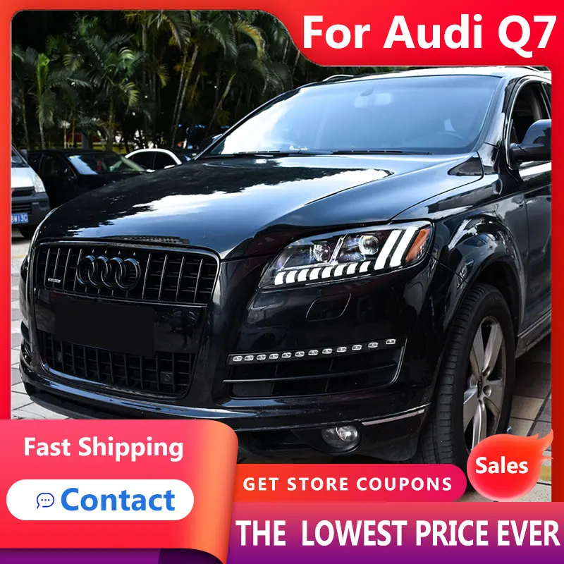 

Передняя фара для стайлинга автомобиля HANA для Audi Q7, передняя фара s 2006-2015, светодиодная передняя фара, светодиодный проектор DRL, объектив, динамический автомобильный светильник в сборе