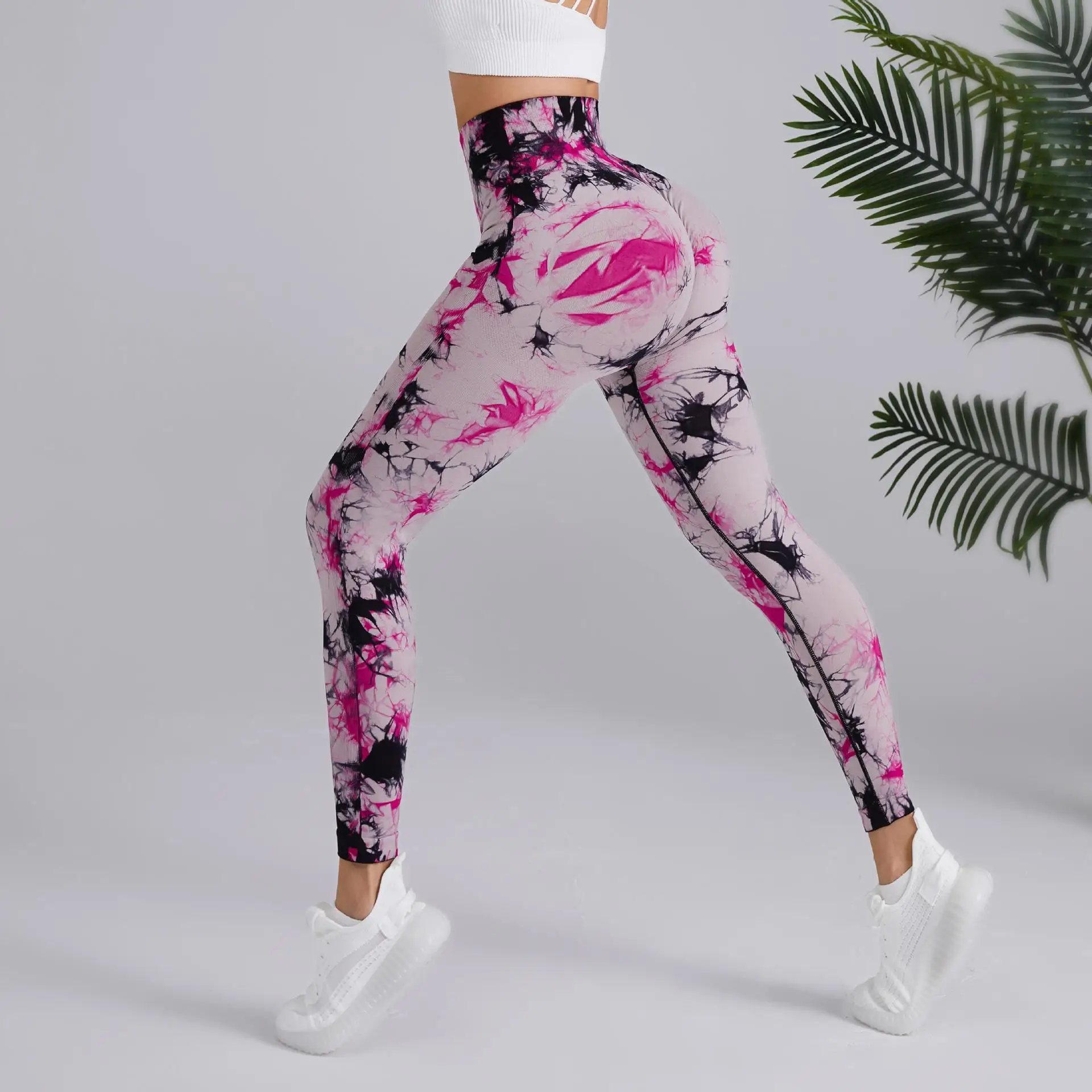 Seamless Tie Dye Leggings Yoga Tight Pants Women\'s Push UpTie Float High Waist bubble butt Lifting Hip Sports Fitness Pants