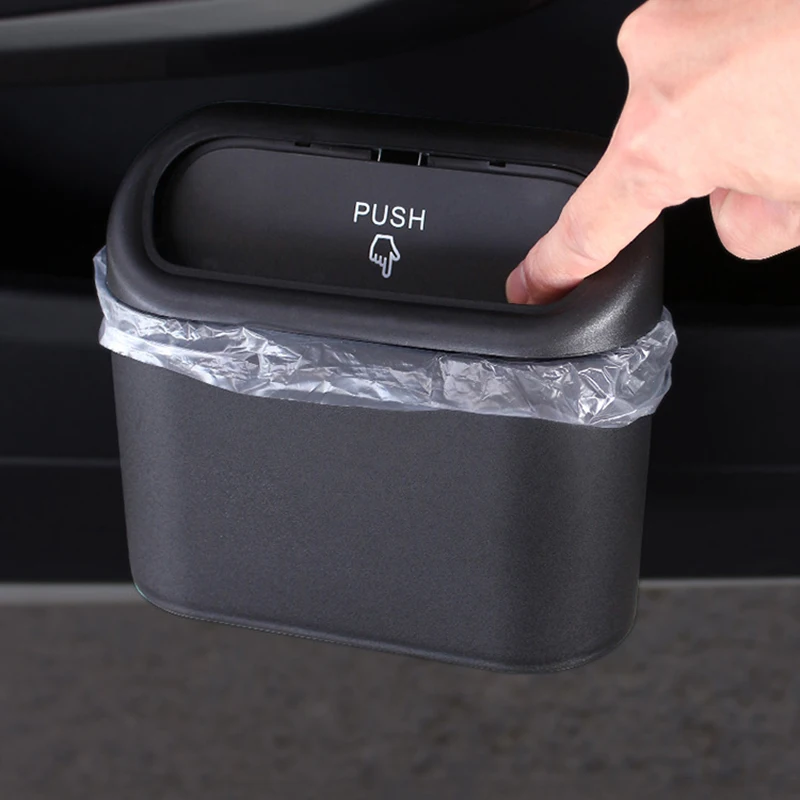 1Pcs Großhandel Tragbare Kunststoff Auto Lagerung Box Auto Mülleimer Mit Deckel Müll Wasserdichte Box Mobile Mülleimer