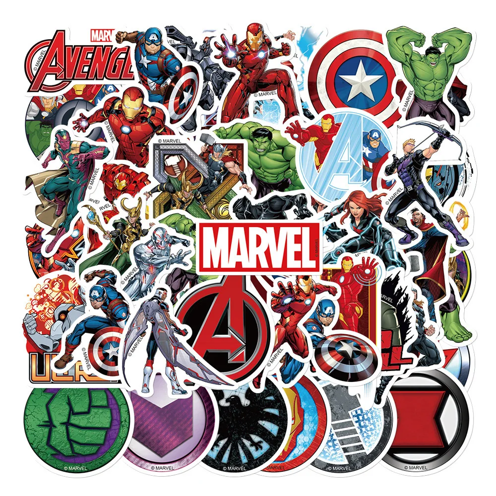 10/30/50/100 Uds. Pegatinas de dibujos animados de Marvel Los Vengadores, pegatinas de superhéroes, pegatinas impermeables geniales para ordenador portátil, funda de teléfono, bicicleta