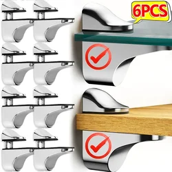 2/6Pcs Zinc Alloy Adjustable Glass Shelf Holder Wall Mounted Bathroom Support Shelf Brackets Holder Wood Shelves Glass Clamps