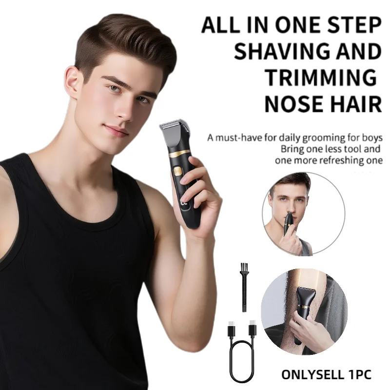 Portable 3‑Pcs Electric Facial & Hair Trimming Kit,Home Hair Clipper Set,One‑Stop Grooming,Gift for Father Husband Son