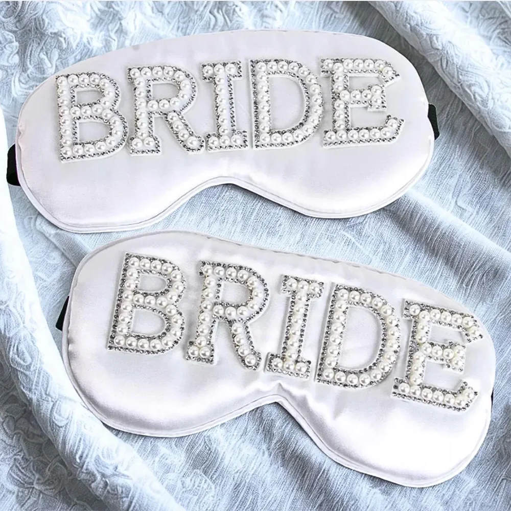 

Bride Sleep Eye Mask White Pearl Bridal Eye Cover Glam Bachelorette Favor Wedding Gift for Bride Bridal Shower Decor Accessory