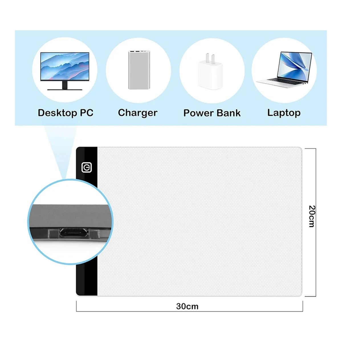 A4 LED Light Board, 3 Level Dimmable Brightness USB Power Crafts Light Table for Tracing, Light Drawing Sketch Pad