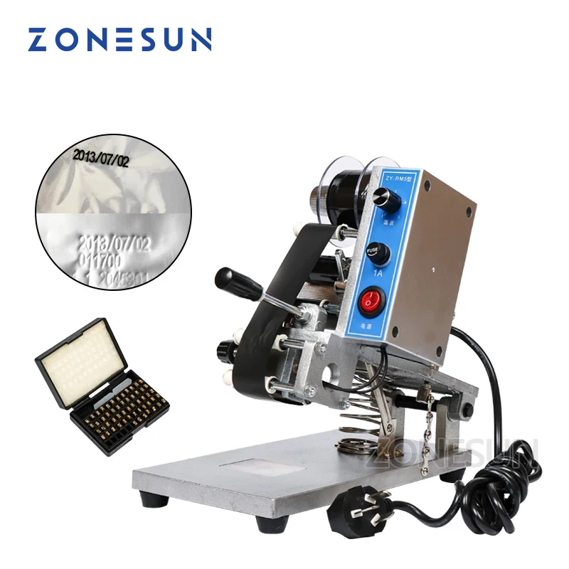 ZONESUN ZY-RM5 Expiry Date Printing Machine With Printer Ribbons  Machine Coding Machine on Plastic bag Batch Number