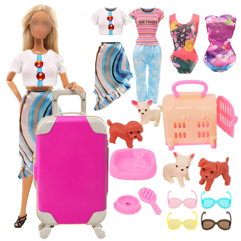 

Doll Clothes Shoes Accessories Travel Suitcase Luggage Toys Fit for Barbies Doll, Ken Doll1/6 BJD&Blythe Toys For Girls