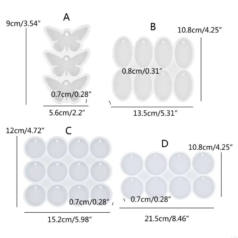 قوالب R3MC Butterfly/Round/Oval أقراط المعلقات مواد السيليكون للسحر