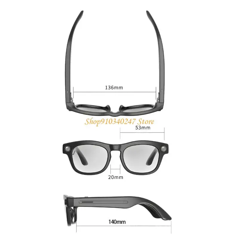 Gafas pequeñas Q22A con Control voz y grabación 1080P, reducción luz azul, marco ergonómico ABS para sincronización