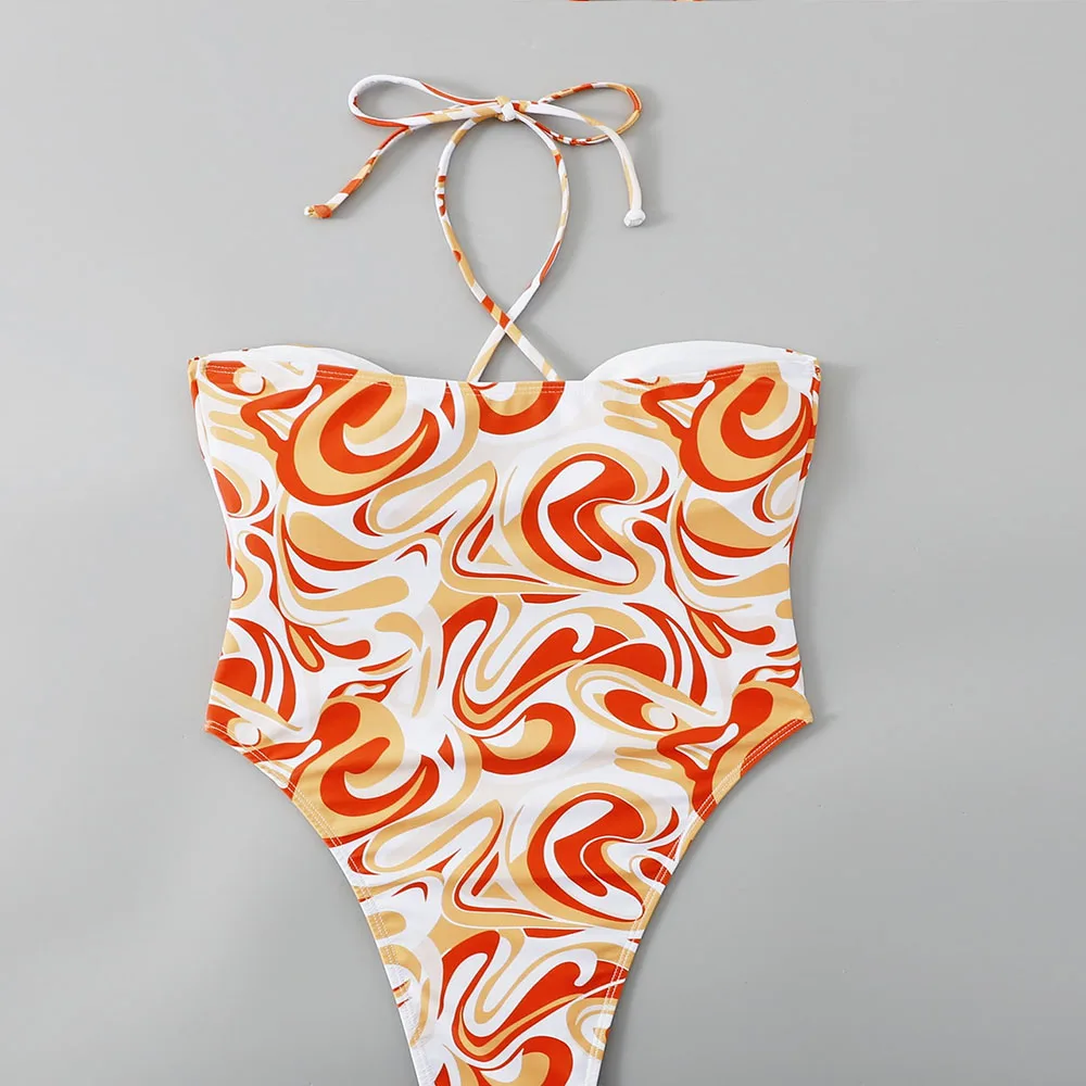 One piece Swimsuit women's new Bikini small and fresh covering the belly slimming down gathering sexy seaside triangle Swimsuit