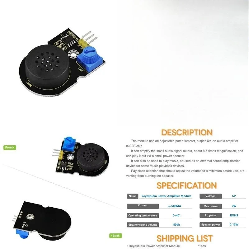 DIY Electronic STEM 8002B Power Amplifier Module Speaker Buzzer for Microbit Arduino Industrial Grade