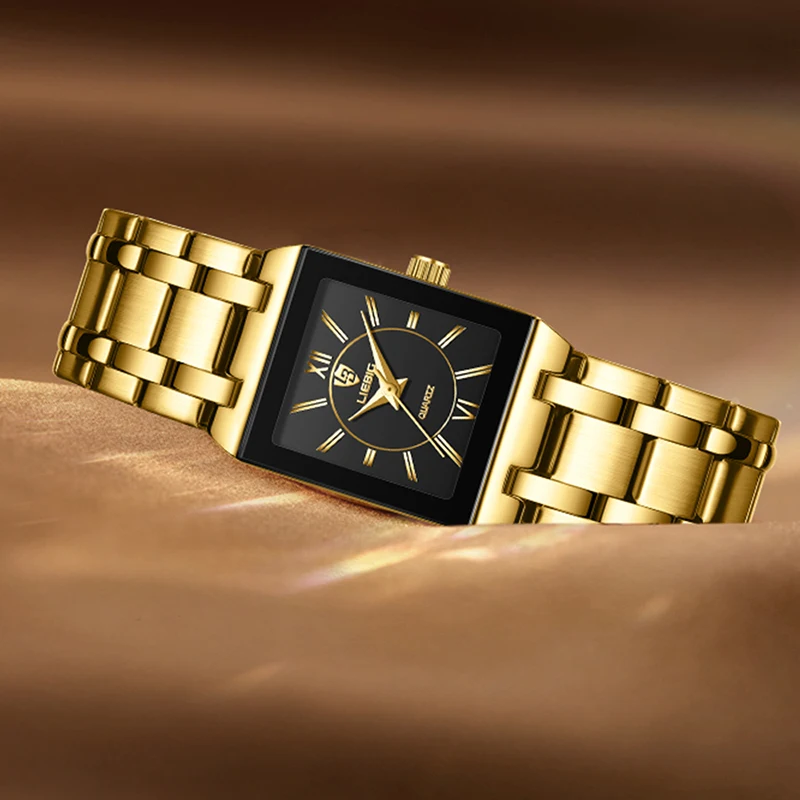 Reloj de cuarzo dorado para mujer, cronógrafo de pulsera de lujo, resistente al agua hasta 30m, novedad de 2023