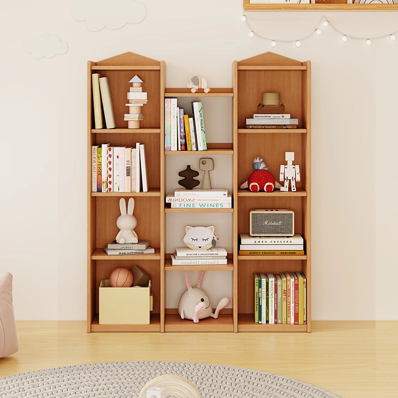 Modern design natural solid wood bookcase home decoration furniture display storage rack living room wooden bookshelf