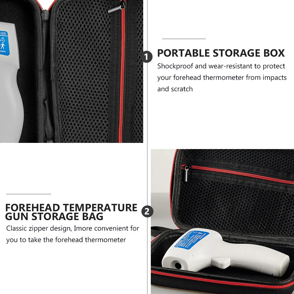 1Pcs Portable Forehead Thermometer Protective Case Eva Shockproof Storage Carrying Lanyard