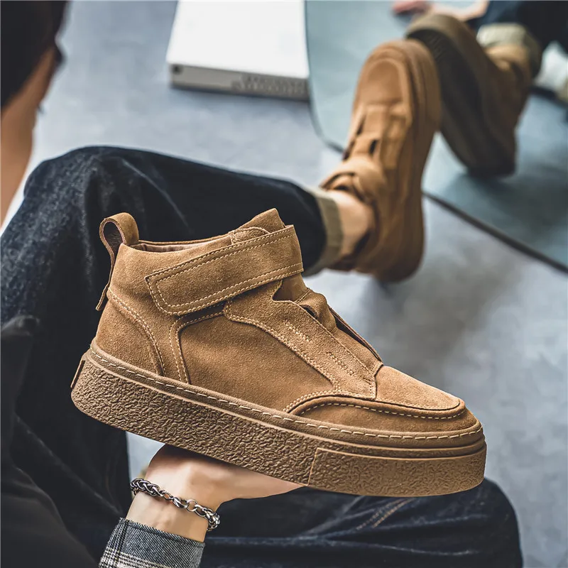 

Suede Leather Casual Sneakers Shoes for Men 2023 High Top New in Fashion Handmade High Quality Loafers Shoes uxury Man Shoes