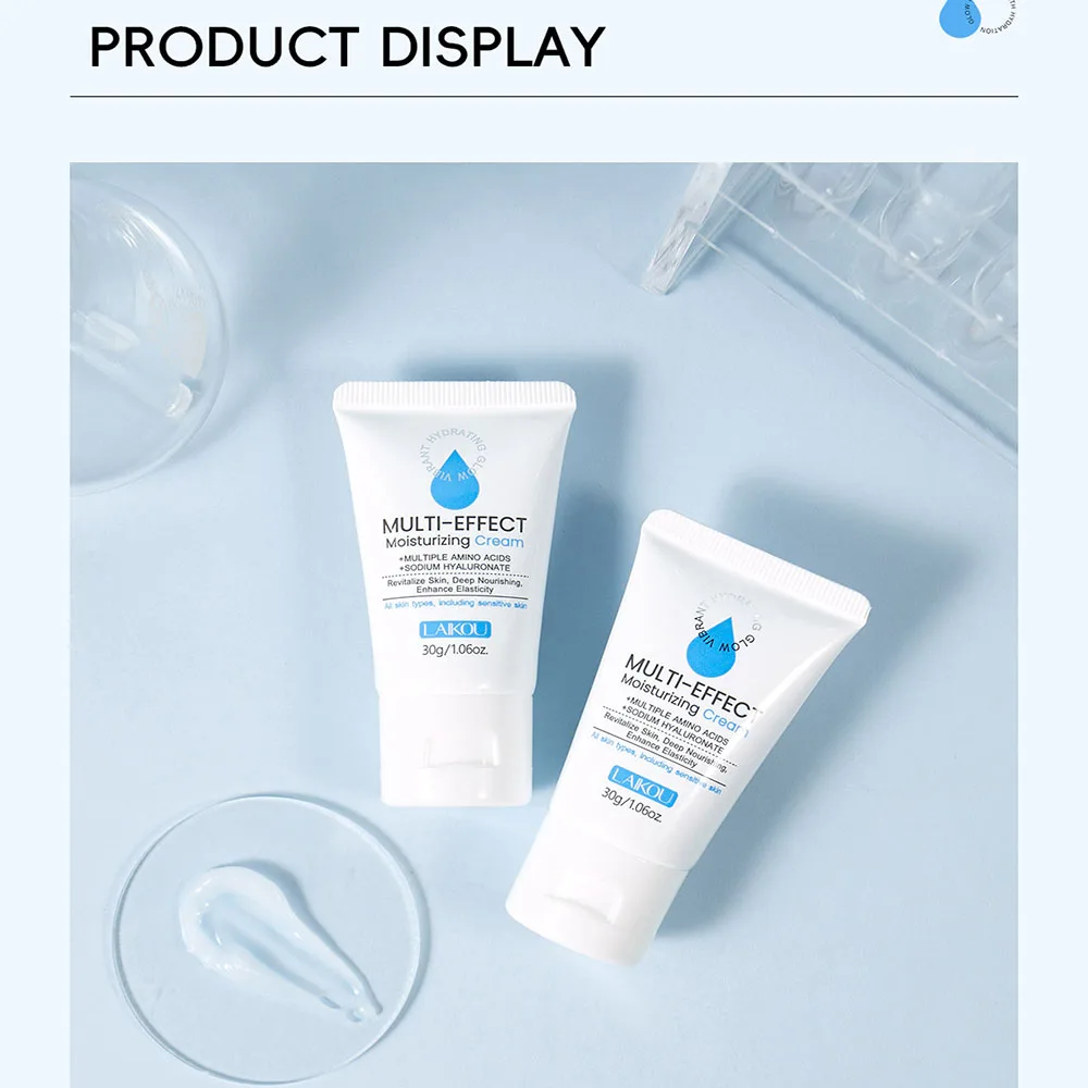 

LAIKOU 30g Moisturizing Gel Cream, Hydrating Face Moisturizer for All Skin Types, Lightweight Non-Greasy Soft Tube Skin Care