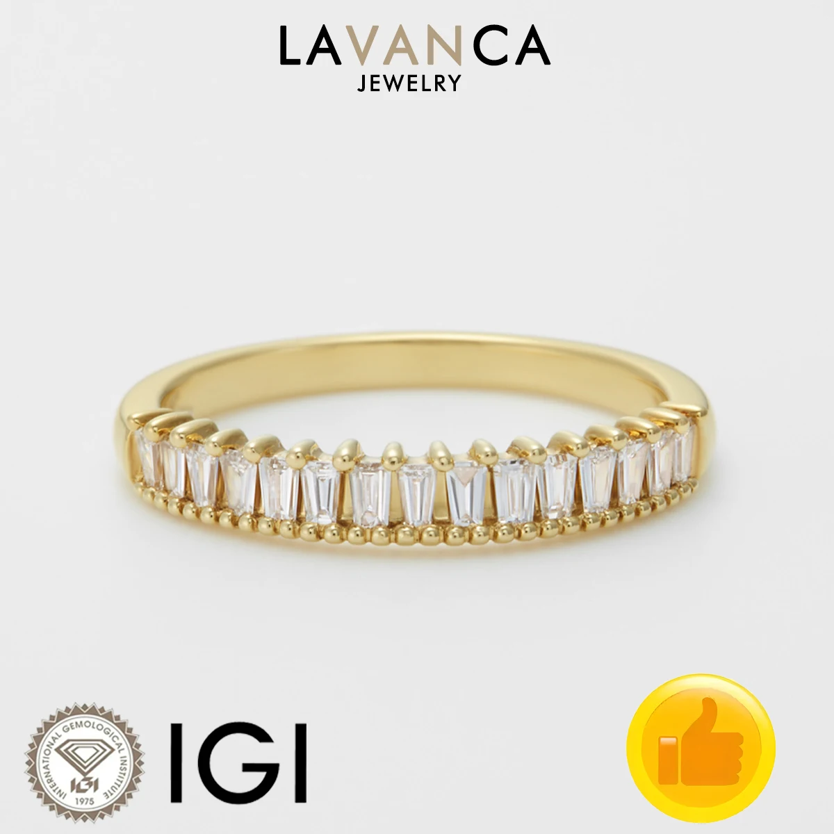 Baguette Cut Lab Created Diamond Ring D/E VS/VVS Lab Diamond Ring 9K/14K/18K Solid Gold Half Eternity Style Lab Diamond Ring