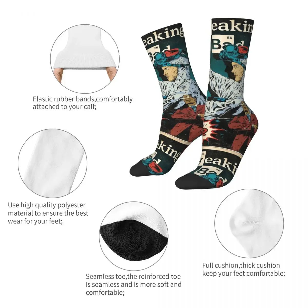 Autumn Winter Funny Unisex Breaking Bad Socks Breathable Novelty Street Style Crazy Basketball Socks image 2