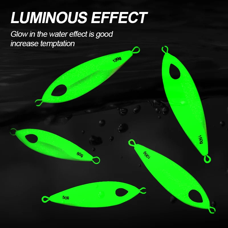wonderse 60g 80g 100g 120g 150g Luminous Metal Fishing Jig Iron Plate Long Cast Fast Sinking Trolling Hard Lure Wholesale - Image 3