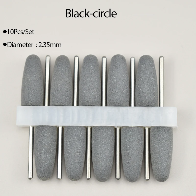 Juego de pulidores de goma de silicona, fresas de pulido de diamante de 2,35 Mm, herramientas dentales grises, 10 unidades