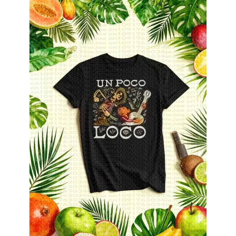 2025 Nieuw Disney Pixar's Coco-patroon T-shirt voor heren Dagelijkse vrije tijd en thema-activiteiten Draag unisex 100% katoen bedrukt T-shirt