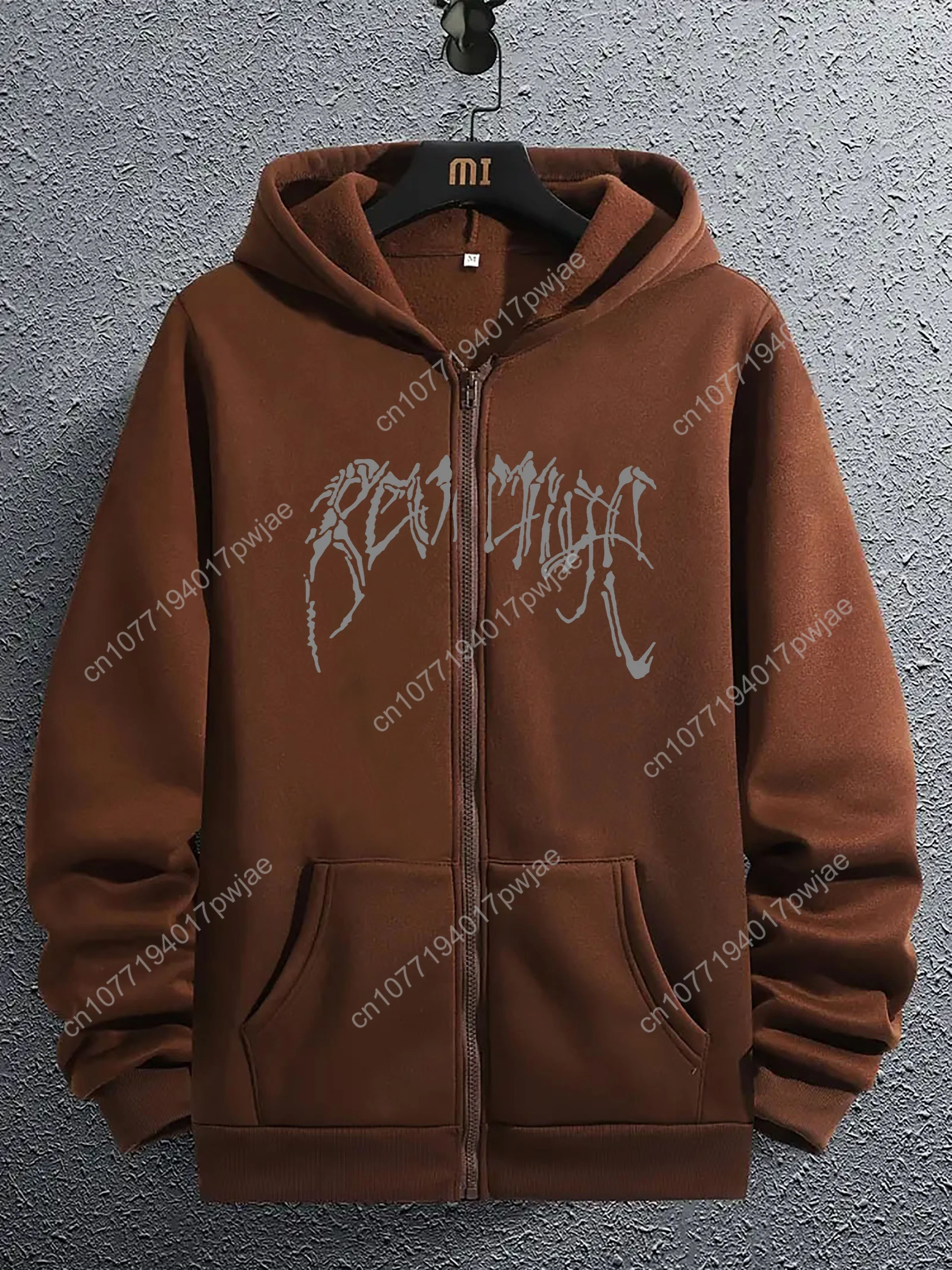 الفنية رسالة الجمجمة طباعة الرجال سستة البلوز جولة الرقبة هوديس مع جيب الكنغر طويلة الأكمام مقنعين البلوز فضفاض Ca