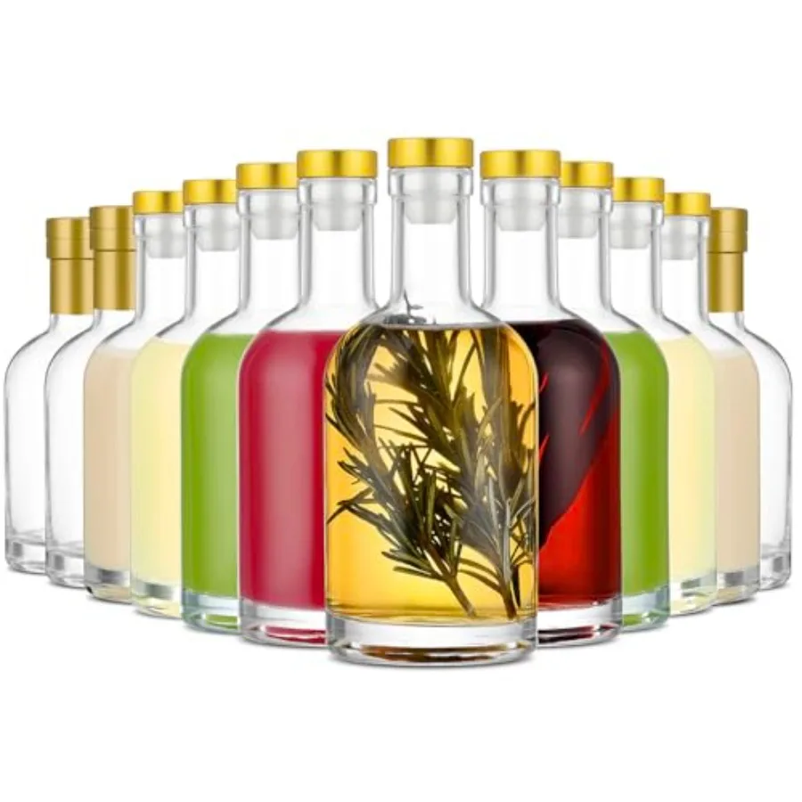 

Набор из 12 стеклянных бутылок с крышками, 375 мл, герметичные, с утолщенным дном, для острого соуса, вина, комбучи, медового вина, сиропа и т.д.
