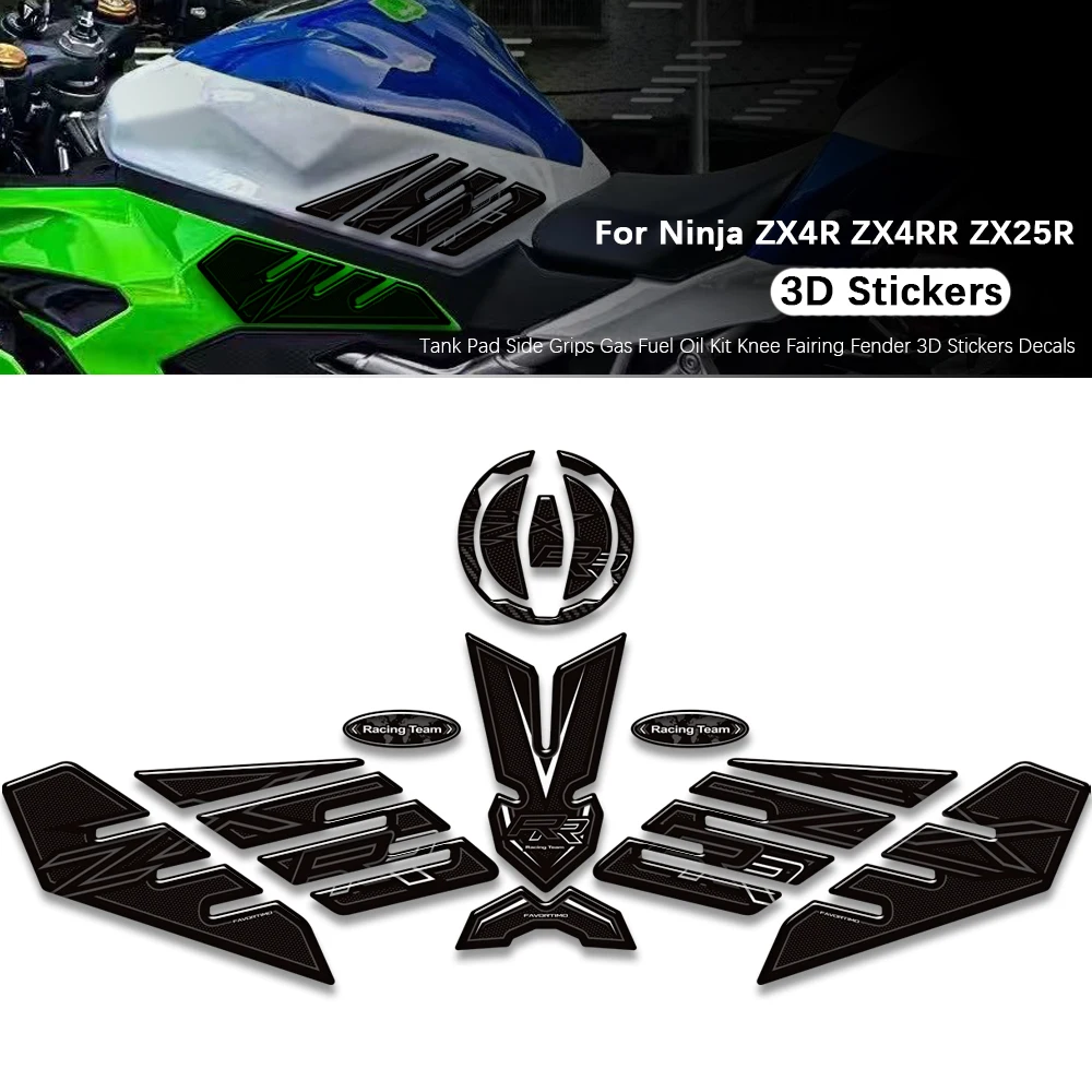 

Motorcycle Accessories For Ninja ZX-4R ZX-4RR ZX4R ZX4RR ZX-25R ZX25R Tank Pad Grips Gas Fuel Oil Kit Knee 3D Stickers Decals