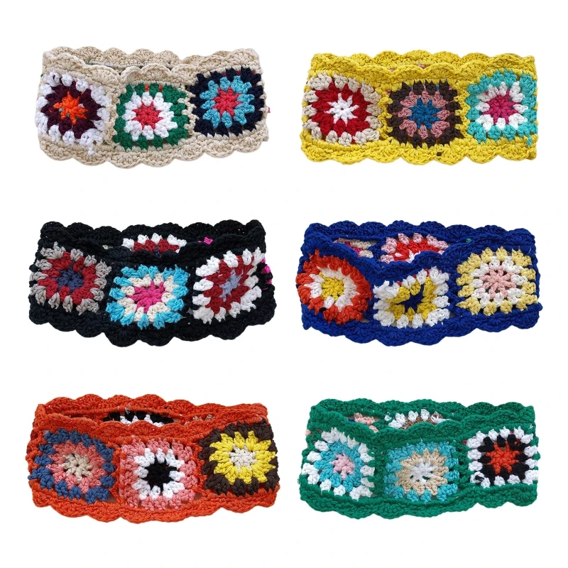 

Teens Colorful Crochet for Head Kerchief Pattern Turban Tie Back Hair Kerch Drop shipping