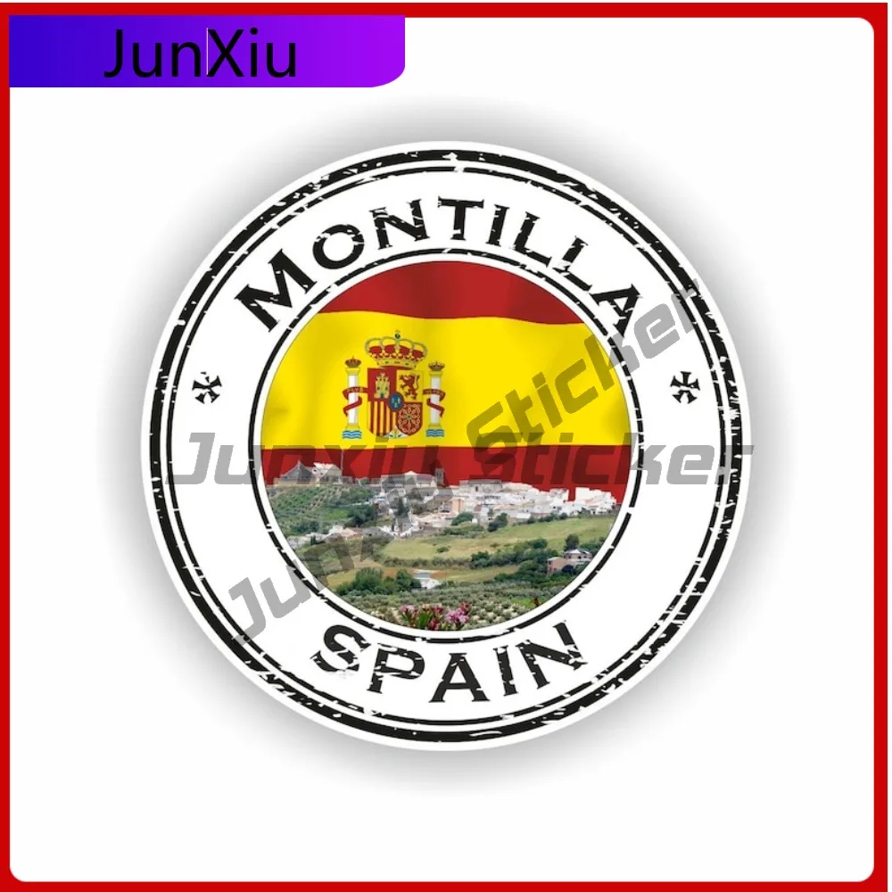 

Montilla Spain Seal Cool Bumper Durable Decoration Sticker Pattern Round Funny Stylish Waterproof Sticker Unique Helmet