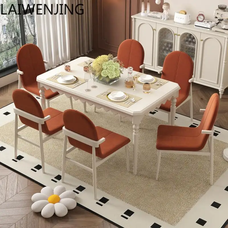 

SGF Solid Wood Square Dining Table Home French Style Dining Table and Chairs Vintage Style