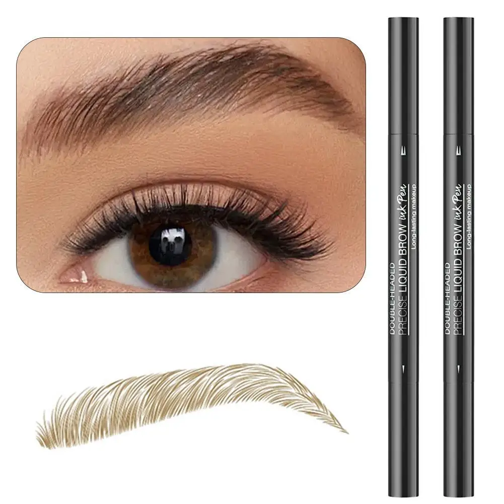 Lápiz de cejas resistente al agua 2 en 1, lápiz de cejas perfecto, pinceles de maquillaje, Kit de delineador de ojos