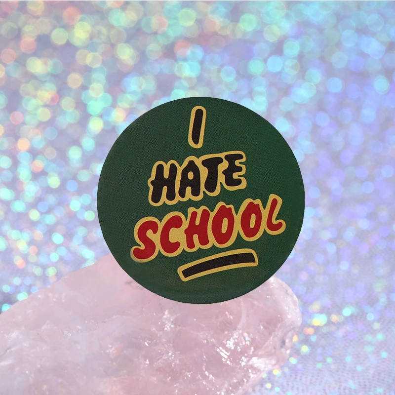 I Hate School Tinplate Soft Button Pin Indulge In Learning Book Nerd Pink Green Blue Badge Collar Brooch Gift For Friend Jewelry