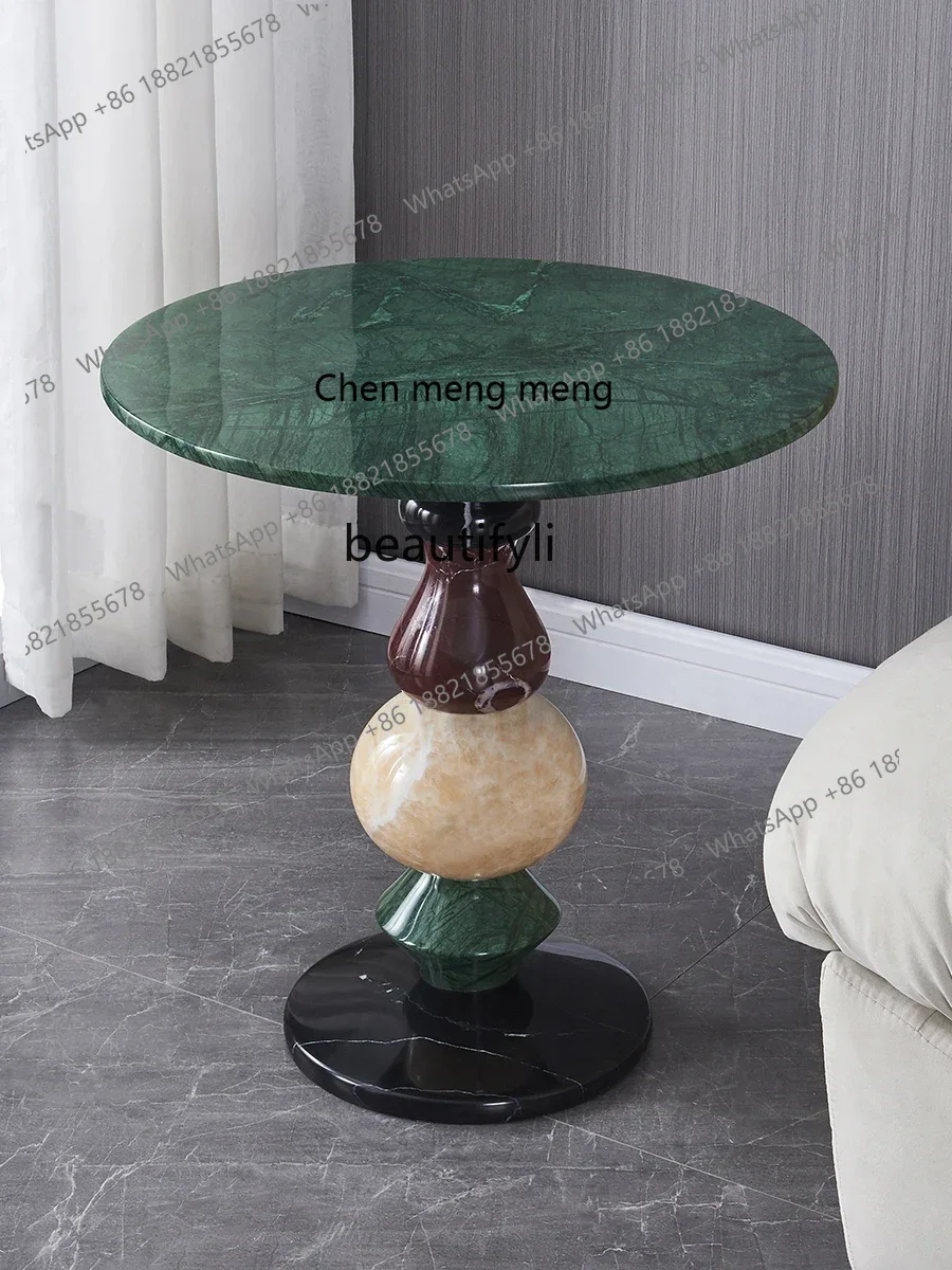 X Q Marble Small Coffee Table Simple Balcony Leisure Small round Table Conference Table Living Room Sofa Side