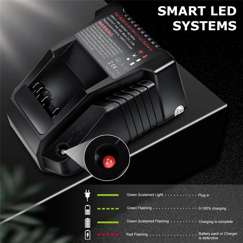 

ABSQ-Charger 3A For 14.4V-18V Lithium Battery Series BAT619G BAT619 BAT609G BAT609 BAT618 BAT610G BAT614