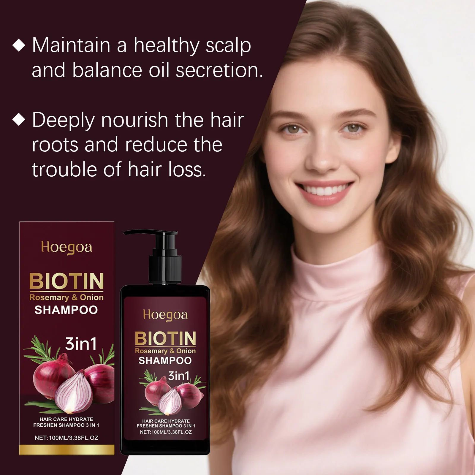 3-in-1 Rode Uien Haarshampoo Kalmerende Hoofdhuid Intense Repair Batana Voedende Shampoo met Rozemarijnextract voor alle haartypes