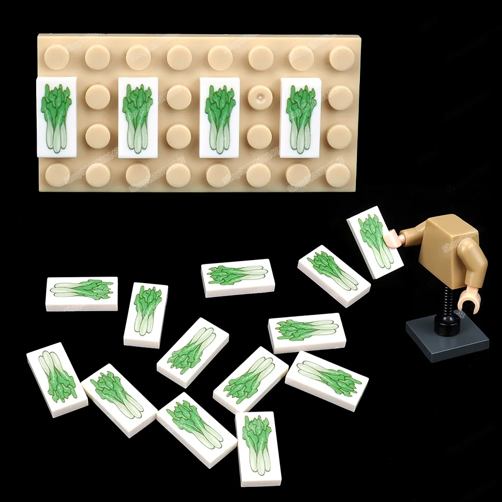 Vegetables Printed Pattern Building Block Tiles 3069 Assembled Moc Figures Green Food Scenes Accessories Model Child Gifts Toys