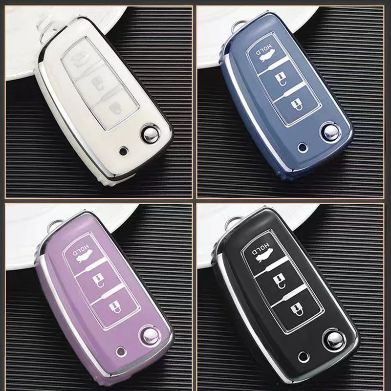 TPU Car Folding Key Case Cover Shell for Nissan X-Trail Qashqai J11 Juke Murano Micra Tiida Maxima Altima Kicks Protector Holder